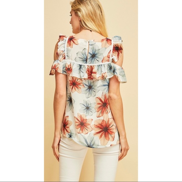 Floral Cold Shoulder Top - Picture 4 of 10